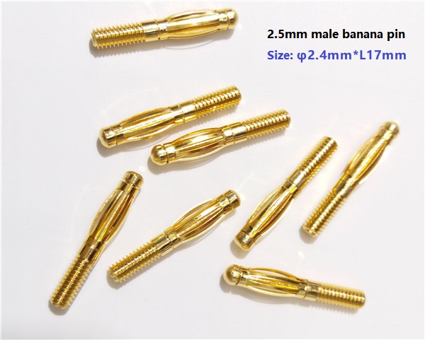 custom brass gold plated 2mm 2.5mm banana pin plug connector PCB mount banana connector